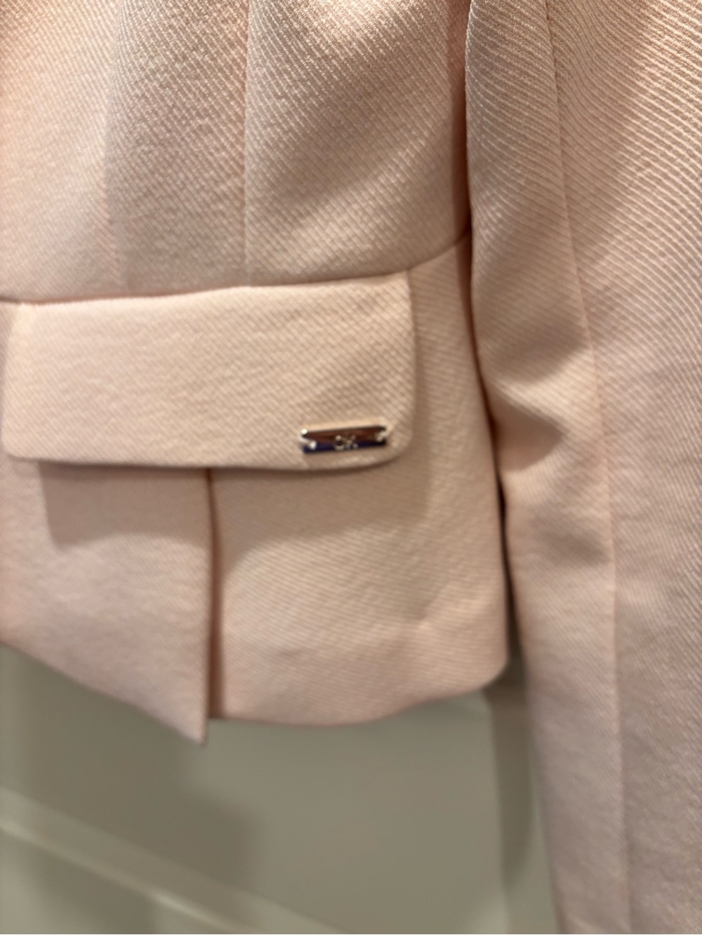 Light Pink Collarless Peplum Blazer - Picture 6 of 9